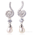 WSEHR04346W vintage real pink freshwater pearl earrings